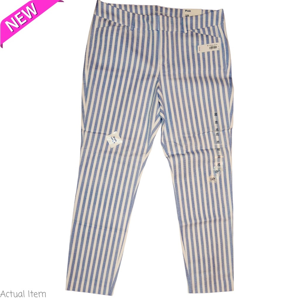 🆕 NWT Old Navy Blue and White Striped Pixie Pants Size 10 👖💙